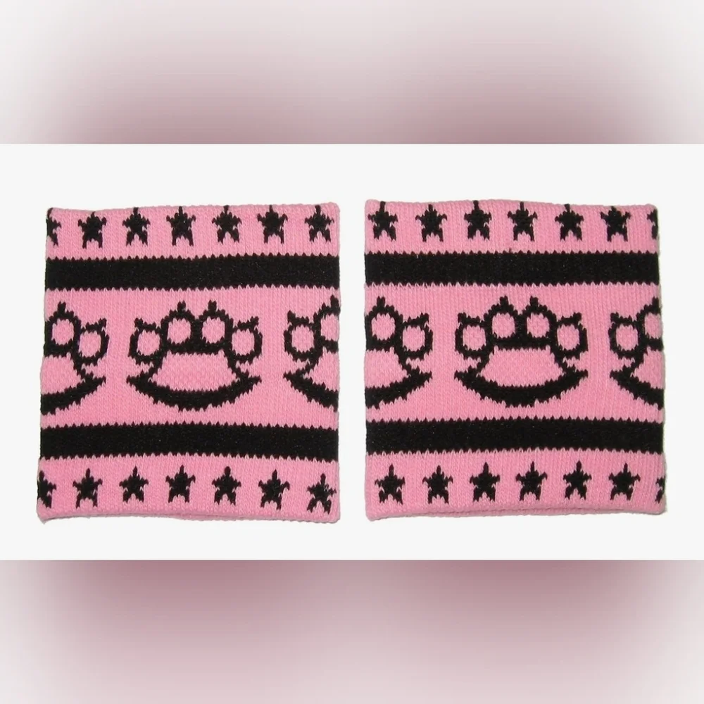 Sourpuss Pink and Black Wristbands - Picture 3 of 3